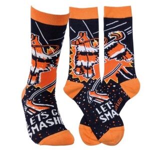 Primitives by Kathy Orange and Black piñata Graphic Socks